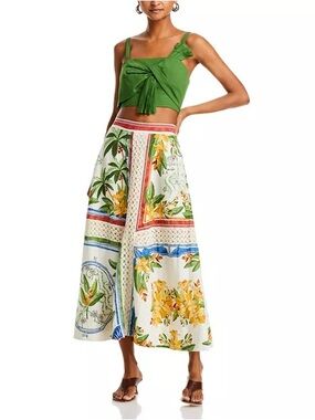 Farm Rio Tropical Destination Off-White Midi Skirt XS
